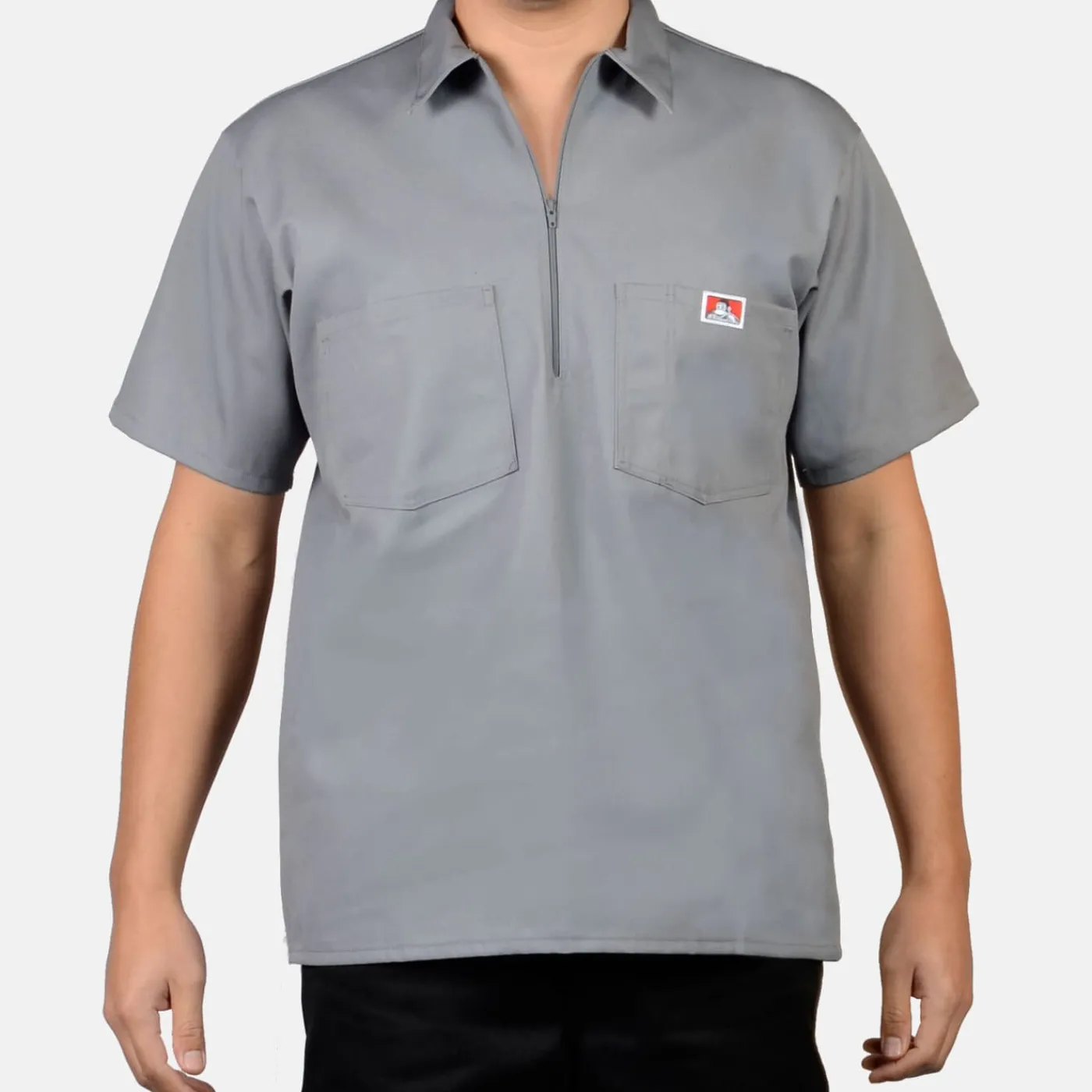 Best Sale Ben Davis Short Sleeve Solid 1/2 Zip Shirt - Light Grey