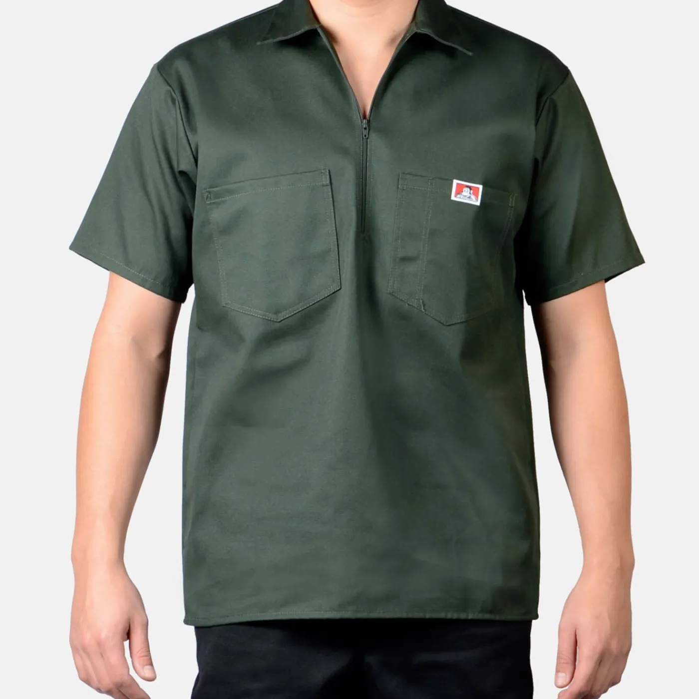 Store Ben Davis Short Sleeve Solid 1/2 Zip Shirt - Olive