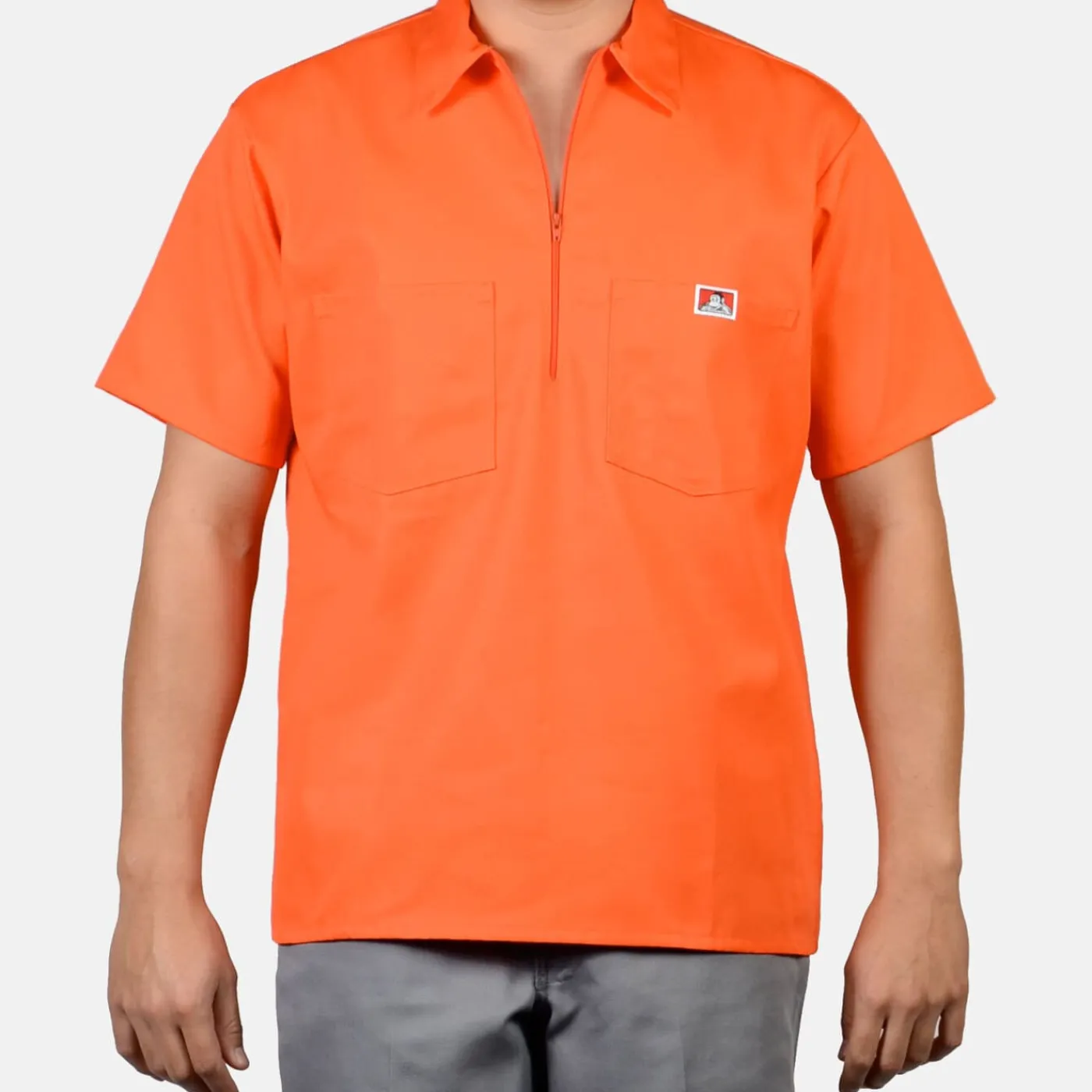 Best Sale Ben Davis Short Sleeve Solid 1/2 Zip Shirt - Orange