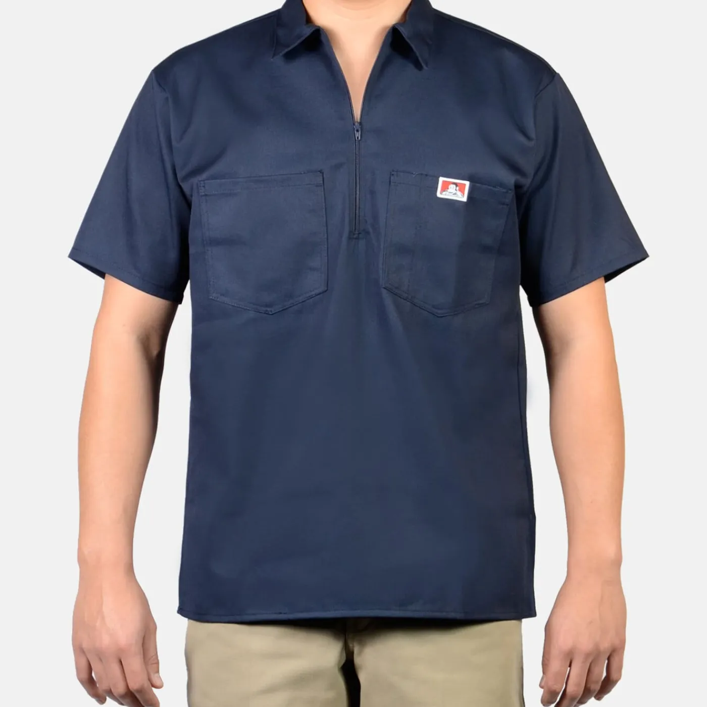 Fashion Ben Davis Short Sleeve Solid 1/2 Zip Shirt - Navy